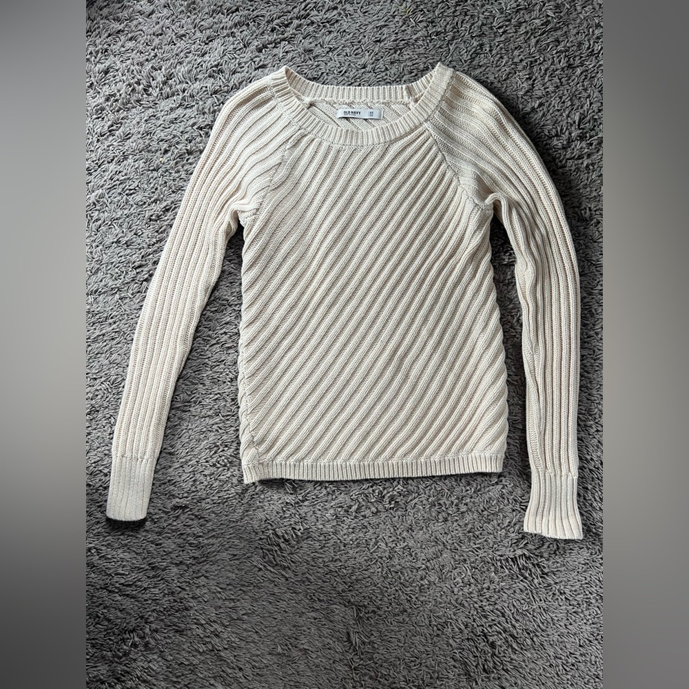 Old Navy Cream Ribbed Crew Neck Sweater - Picture 7 of 9